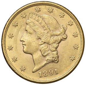 Foreign coins - USA 20 Dollari 1891 S - KM 74.3 AU (g 33,42) Segne...