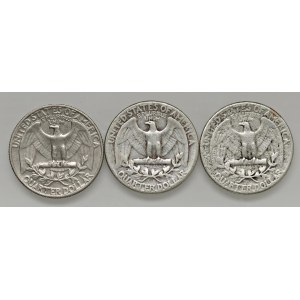 Foreign Coins - U.S. Quarter Dollars from 1940, 1944, and 1967 - Lot of...