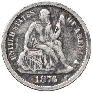 Foreign coins - USA One dime 1876 CC - KM A92 AG (g 2,34)...