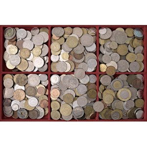 Foreign Coins - Assortment of foreign coins made of base metals, as shown in the f...
