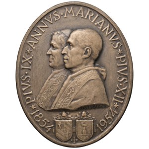 Papal and Religious medals - Pio IX e Pio XII. Medaglia-Placca 1854-1954 Centen...