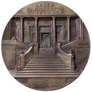 Cities Medals - FERRARA. 1938 Medal: 1st Centennial of the Cassa d...