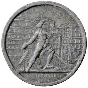 Médailles des villes - GÊNES Médaille de décembre 1746 Statue sur la place et...