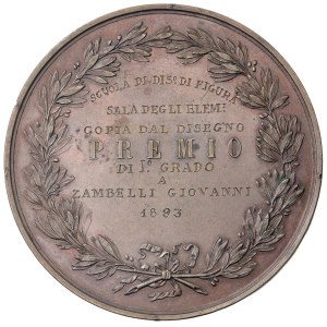 Medaily miest – MILÁNO. Medaila z roku 1893, cena Akadémie krásnych...