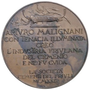 Character Medals - Arturo Malignani. 1922 Medal: He founded the F... Industry