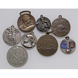 Various Medals - Set of 8 various medals in bronze and silver-plated bronze...