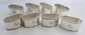 Silvers - PORTATOVAGLIOLI N. 8 pezzi in argento a titolo 800...