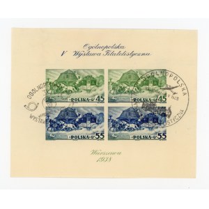5th National Philatelic Exhibition in Warsaw, 1938. Canceled block (142)