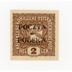 Krakow edition, 1919. Uncanceled 2 h stamp, light brown, with overprint type II C. Guarantee and description (167)