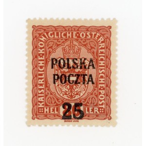 Krakow edition, 1919. Uncanceled stamp for 25/80 h. Guarantee (169)