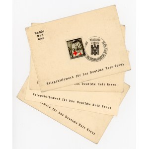Set of 4 travel passes with a GG stamp and a surcharge for the German Red Cross, 1940 (298)