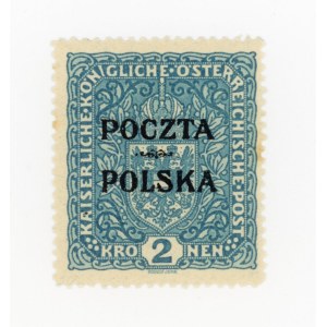 Wydanie krakowskie, 1919. Niekasowany znaczek za 2 kr. Gwarancja (515)