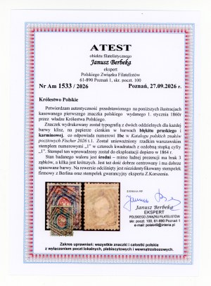 Pierwszy polski znaczek 1860 w odcieniu ciemnym 