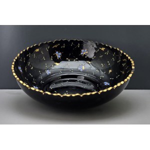 Biedermeier - Large crystal bowl, hand-decorated with enamel and gold - second half of the 19th century