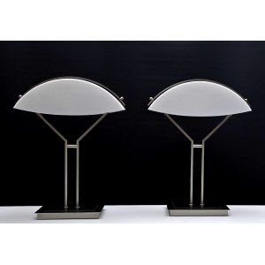 Para industrialnych lamp stołowych z manufaktury Peters Design - Niemcy II poł. XX w.