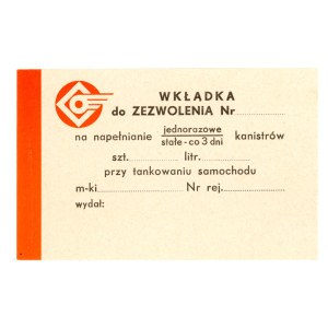 Insert for a permit to fill containers during refueling (161)
