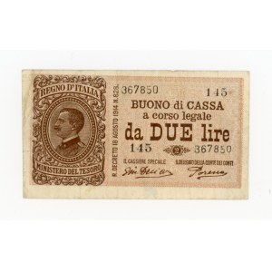 Italy, 2 lire, 1914 (210)