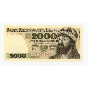 République populaire de Pologne, 2 000 zlotys, 1977, série B. Rare (476)