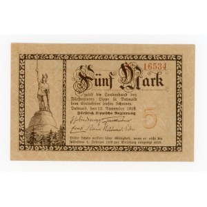 Germany, Detmold, 5 marks, 1918 (262)