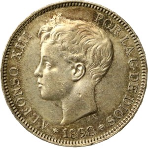 Španielsko, Alfons XIII., 5 peset, 1898 (585)