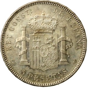Španielsko, Alfons XIII., 5 peset, 1898 (585)