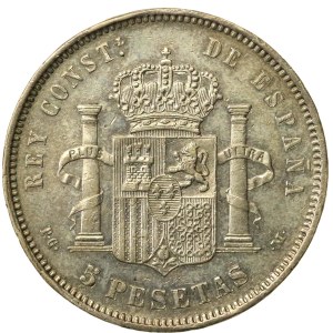 Španielsko, Alfons XIII., 5 peset, 1891 (587)
