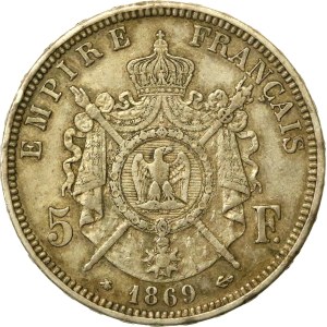 Francúzsko, Napoleon III., 5 frankov, 1869, Paríž (603)