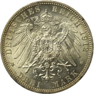 Germania, Prussia, Guglielmo II, 3 marchi 1912 (609)