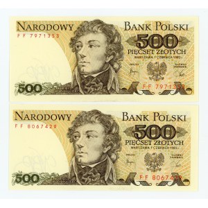 Polská lidová republika, sada 500 zlotých z roku 1982 FF. Celkem 2 ks. (439)