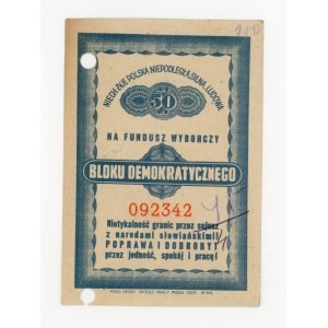 Příspěvek do volebního fondu Demokratického bloku, 50 zlotých (812)