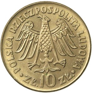 People's Republic of Poland, 10 zlotych, 1964, Casimir the Great—embossed inscription (890)