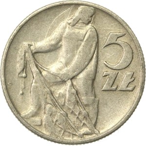 People's Republic of Poland, 5 zlotych, 1960, Fisherman (904)