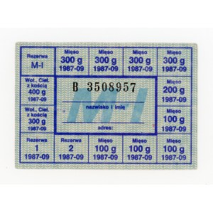 Kartka zaopatrzeniowa, wrzesień 1987 - M-I (968)