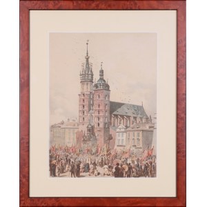 Juliusz KOSSAK (1824 - 1899), Stanisław TONDOS (1854 - 1917), La chiesa di Santa Maria a Cracovia, dalla serie “I gioielli della città di Cracovia”, 1886