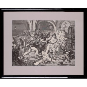 according to - Jan MATEJKO (1838–1893), Józef CHOLEWIŃSKI, The 1876 Assassination Attempt on King Przemysław II in Rogoźno, from *Jan Matejko’s Album*, 1873–1876