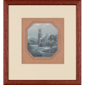 Artysta NIEOKREŚLONY NIEMIECKI, Nokturn z ruinami, 1853