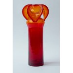Glass Vase - Little Donkey - HSA Barbara - Czesław Zuber - Tall - Red and Yellow