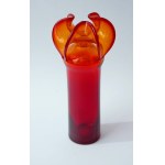 Glass Vase - Little Donkey - HSA Barbara - Czesław Zuber - Tall - Red and Yellow
