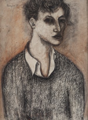 Pinchas Burstein \ Maryan (1927 Nowy Sącz - 1977 Nowy Jork), Autoportret - praca dwustronna (kompozycja abstrakcyjna), 1951