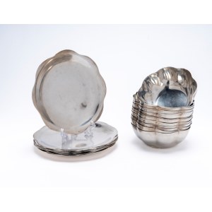 Set of twelve bowls with saucers, Egypt, mid-20th century