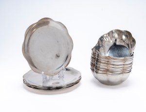 Set of twelve bowls with saucers, Egypt, mid-20th century
