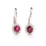Earrings with rubies and diamonds, early 21st century