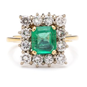 Ring with an emerald and diamonds, second half of the 20th century