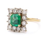 Ring with an emerald and diamonds, second half of the 20th century