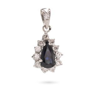 Sapphire and diamond pendant, late 20th century