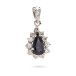 Sapphire and diamond pendant, late 20th century