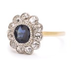 Ring with a sapphire and diamonds, early 20th century, Russia