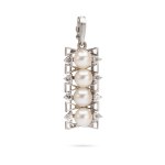 Pendant with pearls and diamonds, late 20th century