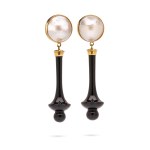 Onyx and mother-of-pearl earrings, 20th/21st century