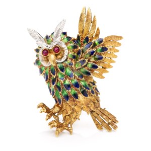 Owl-shaped brooch, second half of the 20th century